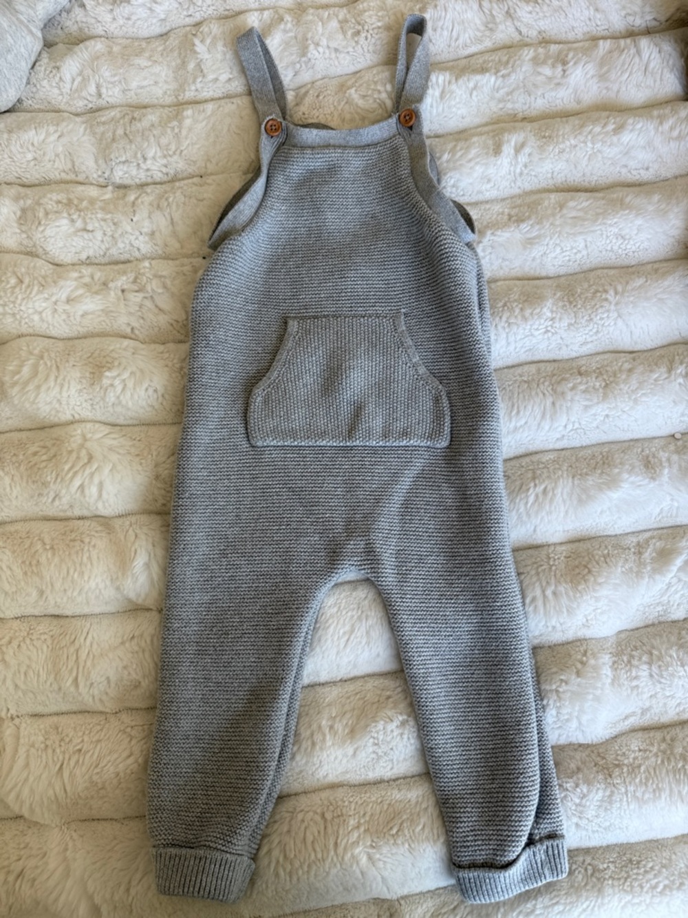 Baby Knit Overalls in Light Gray - Comfortable Kids Bottoms